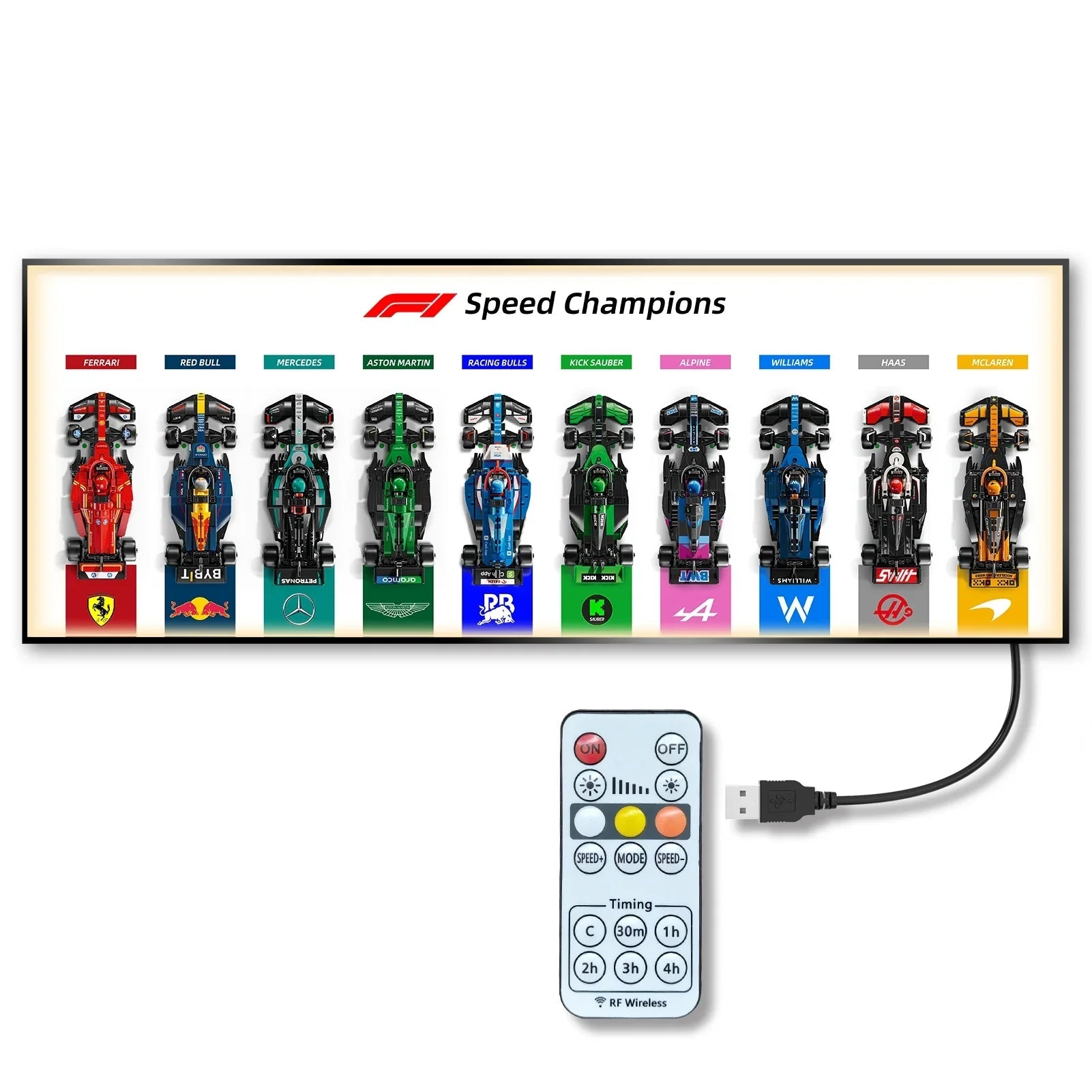 Display wall frame for LEGO Speed Champion F1 series Full Collection /horizontal line display