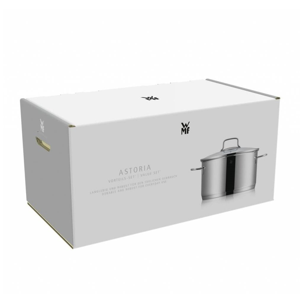 Conjunto de Panelas WMF Inox Cromargan® – 5 Peças Premium com Tampas de Vidro - kindersbr