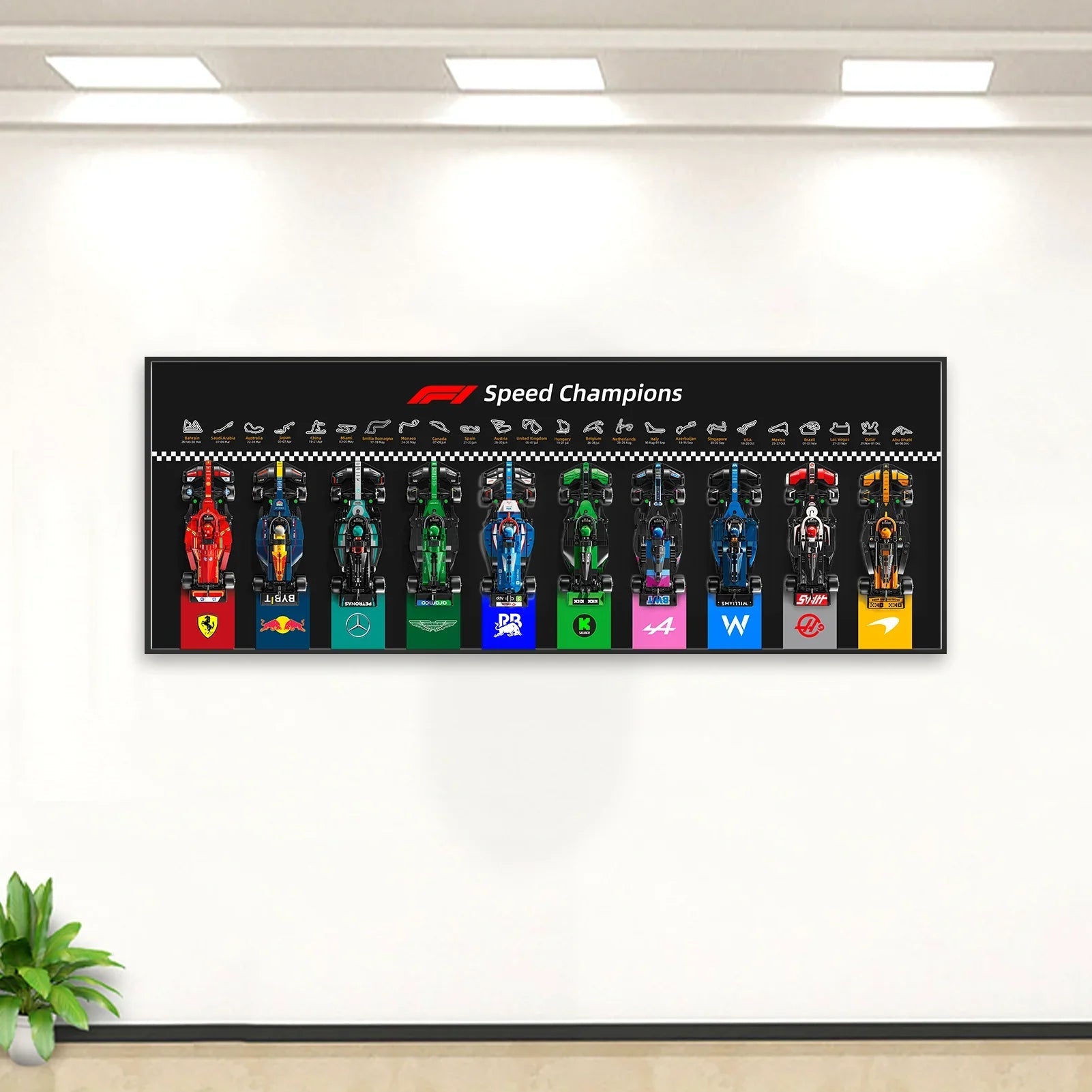 Display wall frame for LEGO Speed Champion F1 series Full Collection /horizontal line display