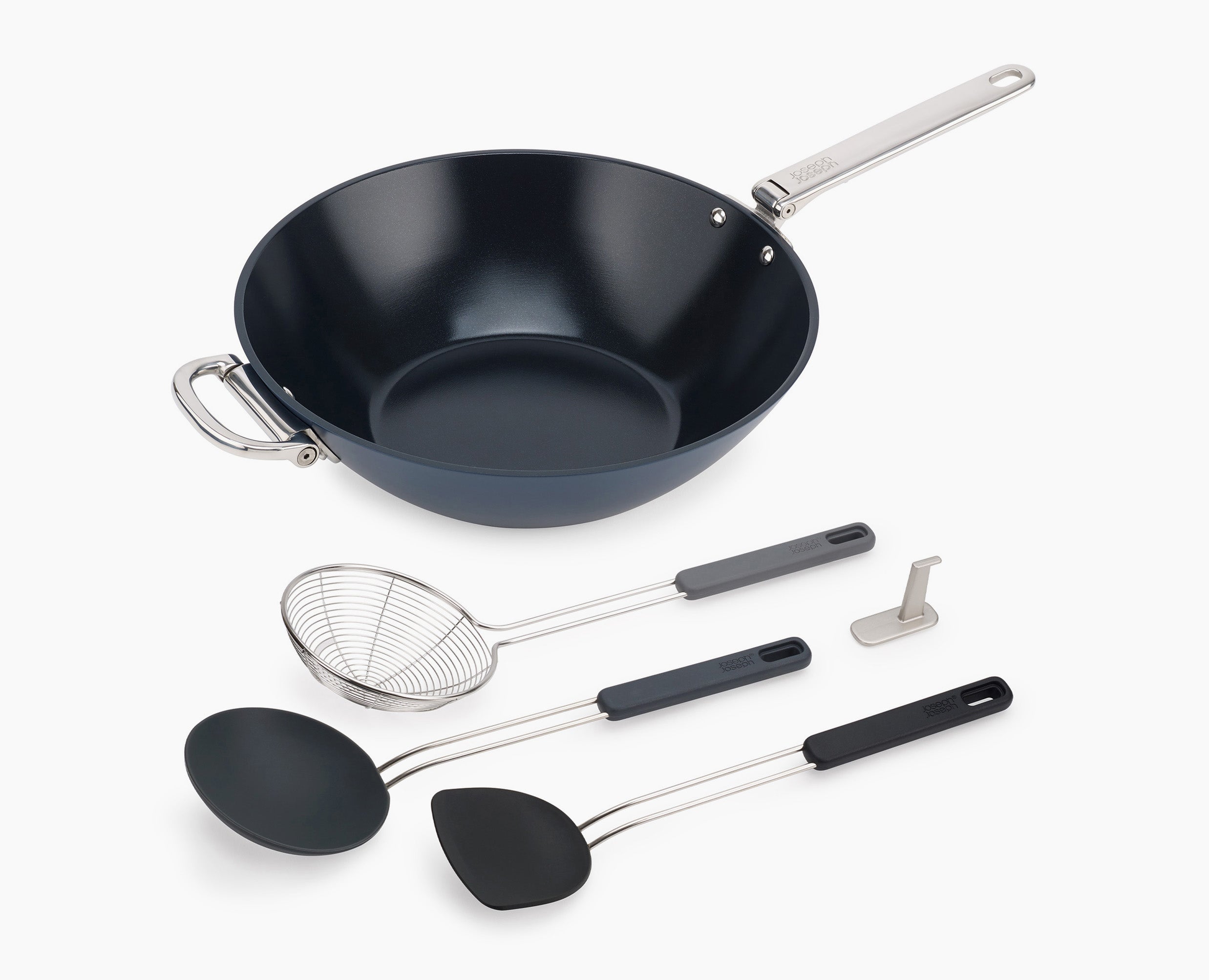 Wok Cerâmico Antiaderente Azul 32cm com Cabo Dobrável Space