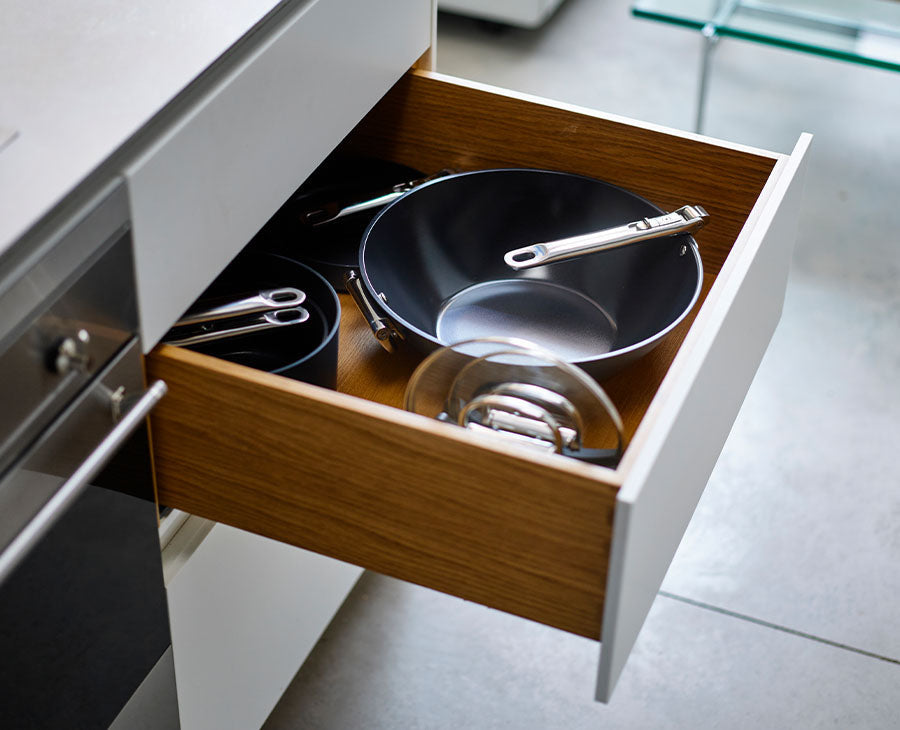 Space Folding Handle Ceramic Non-stick 32cm Blue Wok - kindersbr