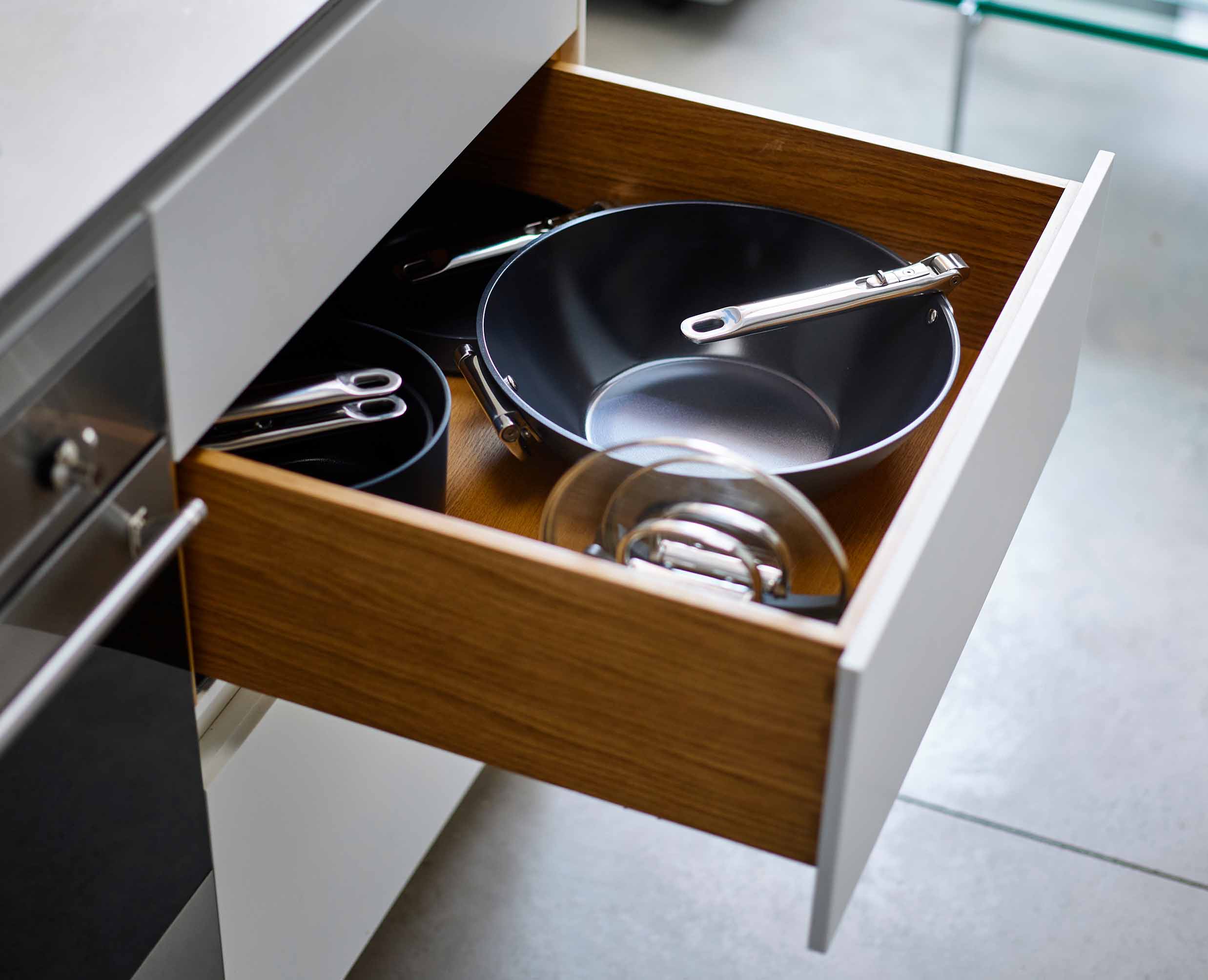 Space Folding Handle Ceramic Non-stick 32cm Blue Wok - kindersbr