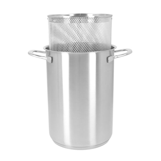 Panela Alta Inox 4,5L + Cesta Multifuncional | Frite, Cozinhe a Vapor ou Prepare Massas Sem Bagunça!