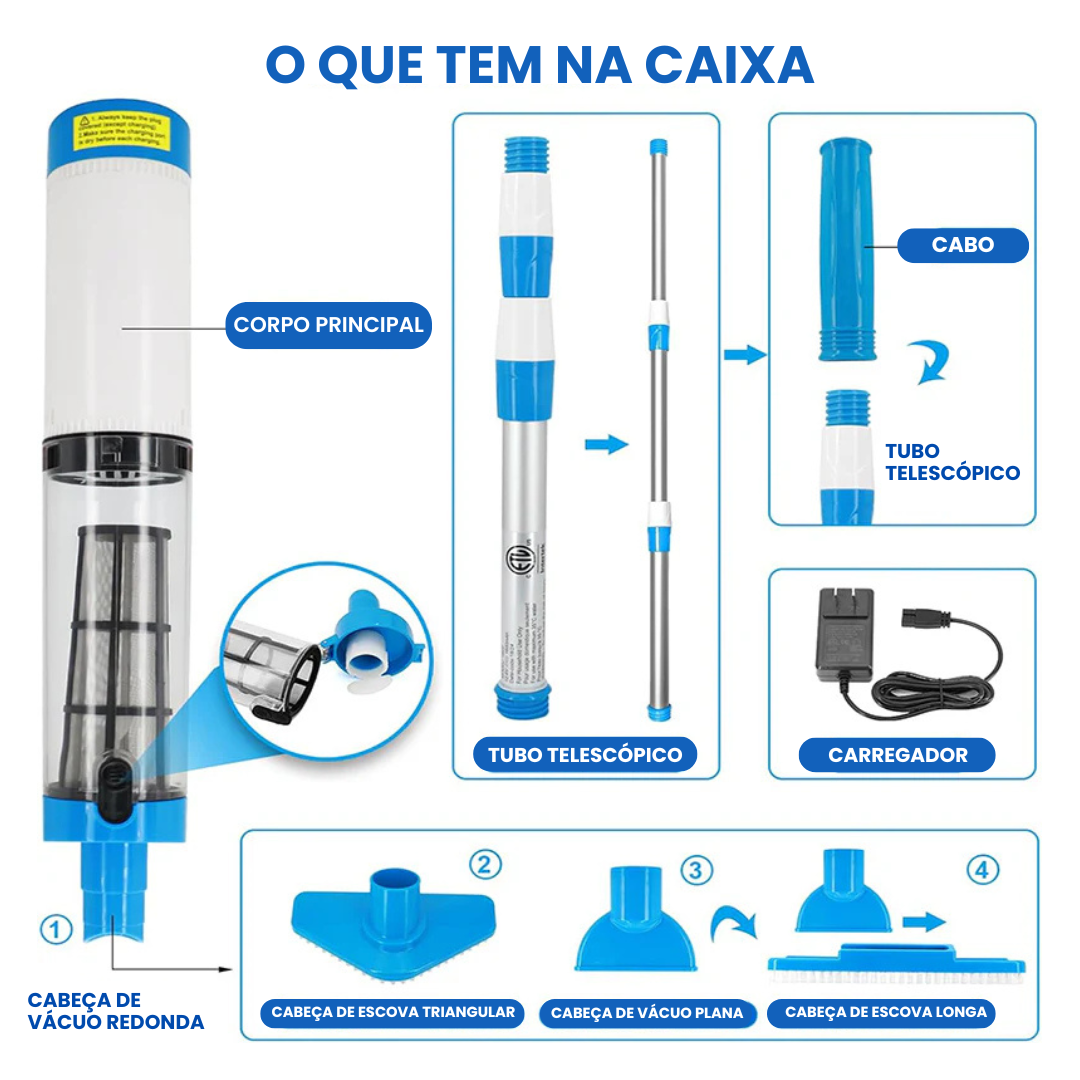 iToolMax – Aspirador de Piscina Recarregável 3 em 1
