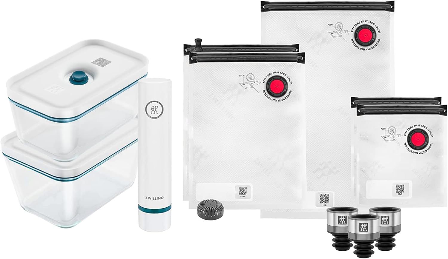 ZWILLING Fresh & Save Vacuum Starter Set, Glass, M/L, 16-pcs, La Mer - kindersbr