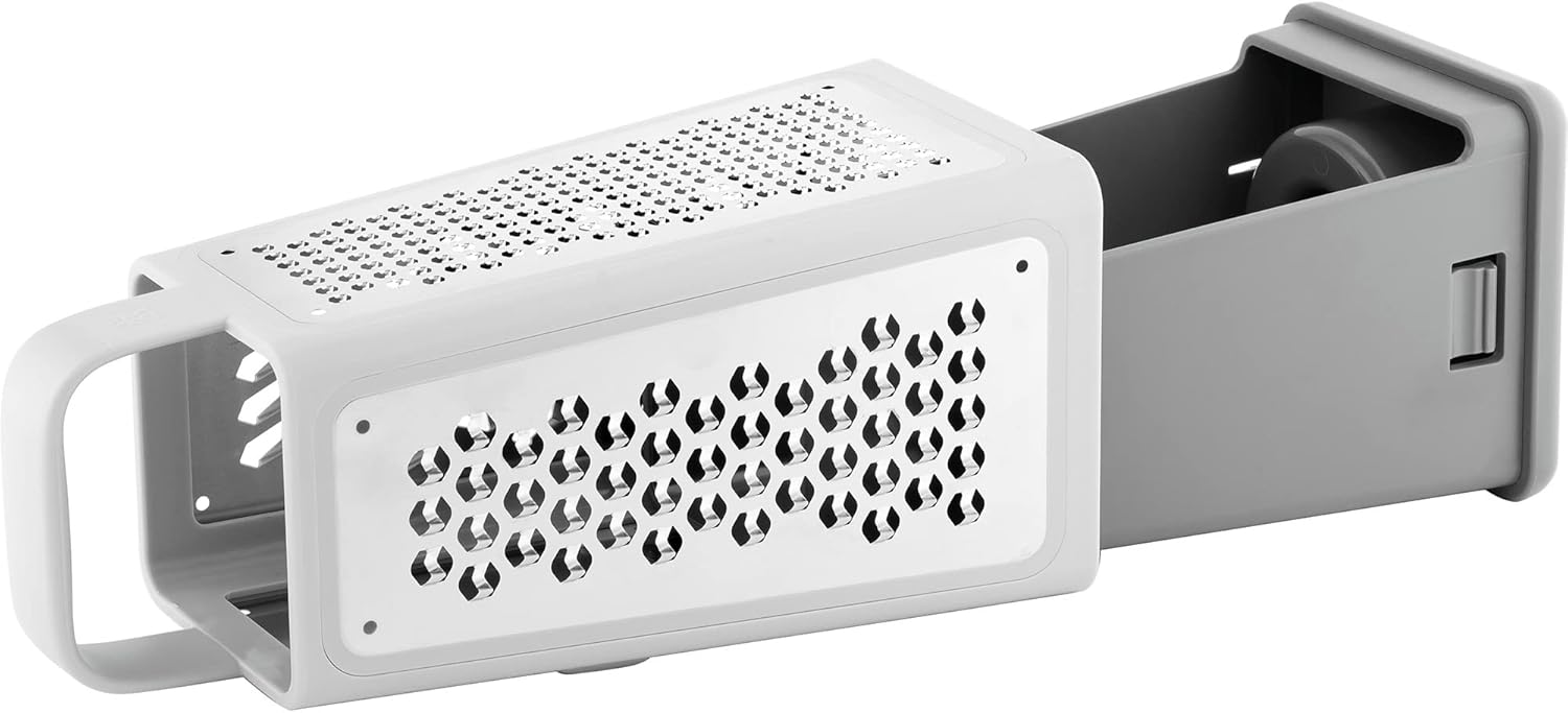 ZWILLING Ralador multifuncional Z-Cut Tower, tecnologia de ralar mais rápido, ralador de queijo, ralador de alho, fatiador, ralador de raspa e mais cinza