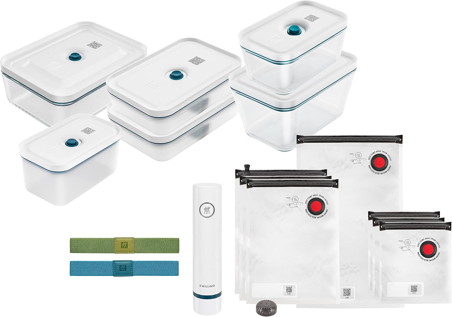 ZWILLING Fresh & Save Vacuum Starter Set, Glass, M/L, 16-pcs, La Mer - kindersbr
