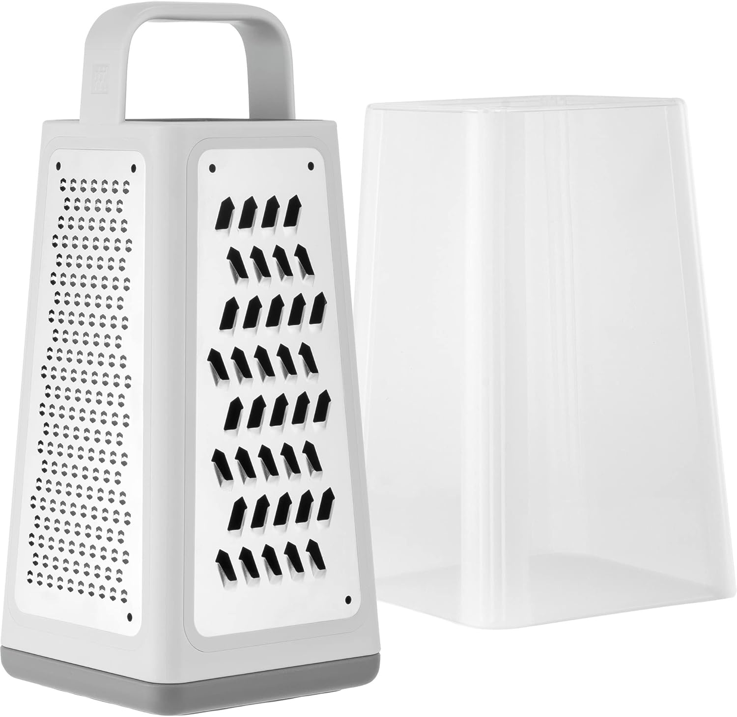 ZWILLING Ralador multifuncional Z-Cut Tower, tecnologia de ralar mais rápido, ralador de queijo, ralador de alho, fatiador, ralador de raspa e mais cinza