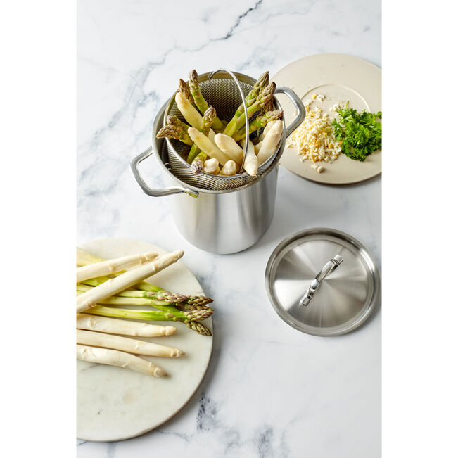 Panela Alta Inox 4,5L + Cesta Multifuncional | Frite, Cozinhe a Vapor ou Prepare Massas Sem Bagunça!