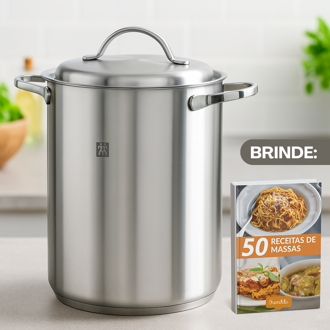 Panela Alta Inox 4,5L + Cesta Multifuncional | Frite, Cozinhe a Vapor ou Prepare Massas Sem Bagunça!