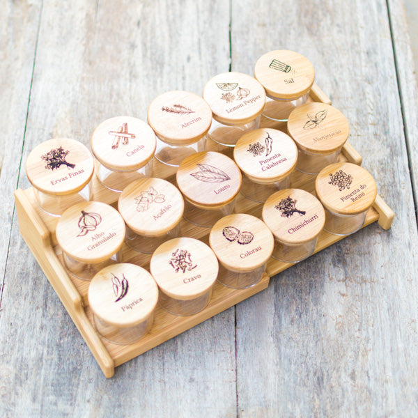 Kit Organizador de Temperos com 15 Potes Herméticos 110ml