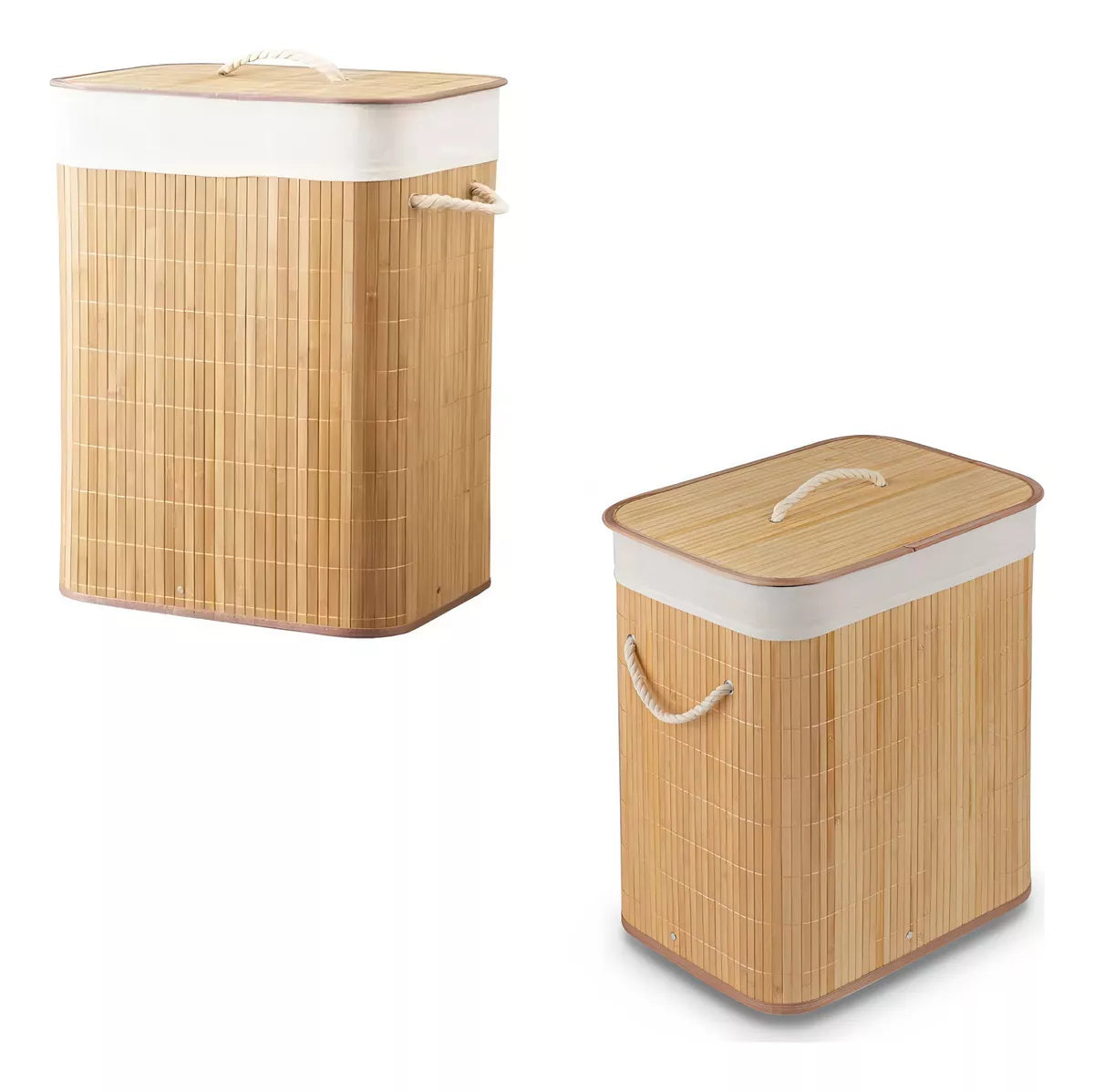 Cesto De Roupa Bambu Retangular Multiuso Banheiro Lavanderia Cor Natural