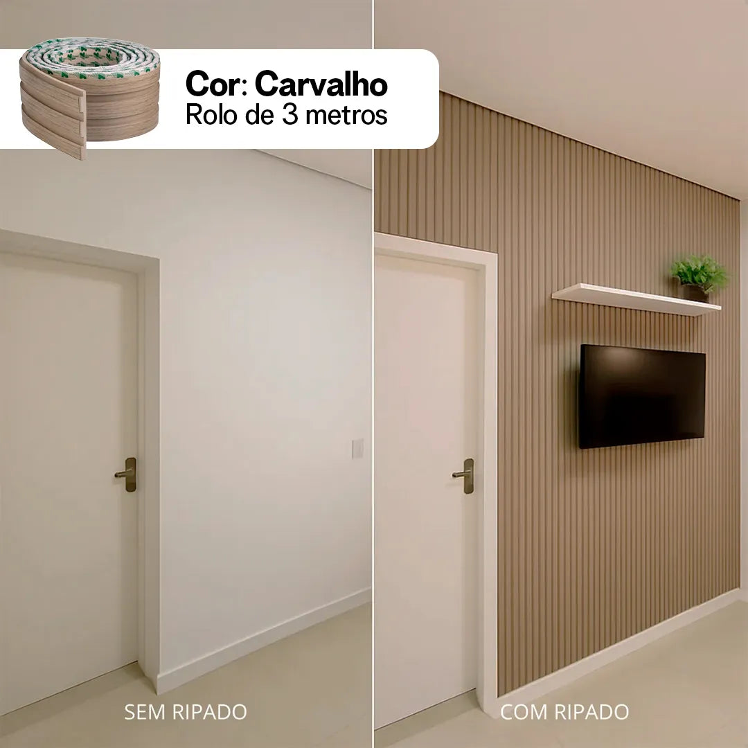 Kit Painel Ripado Autocolante 3M Laminado | Linha Madeto | TOP