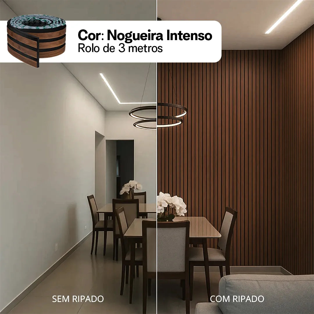 Kit Painel Ripado Autocolante 3M Laminado | Linha Madeto | TOP
