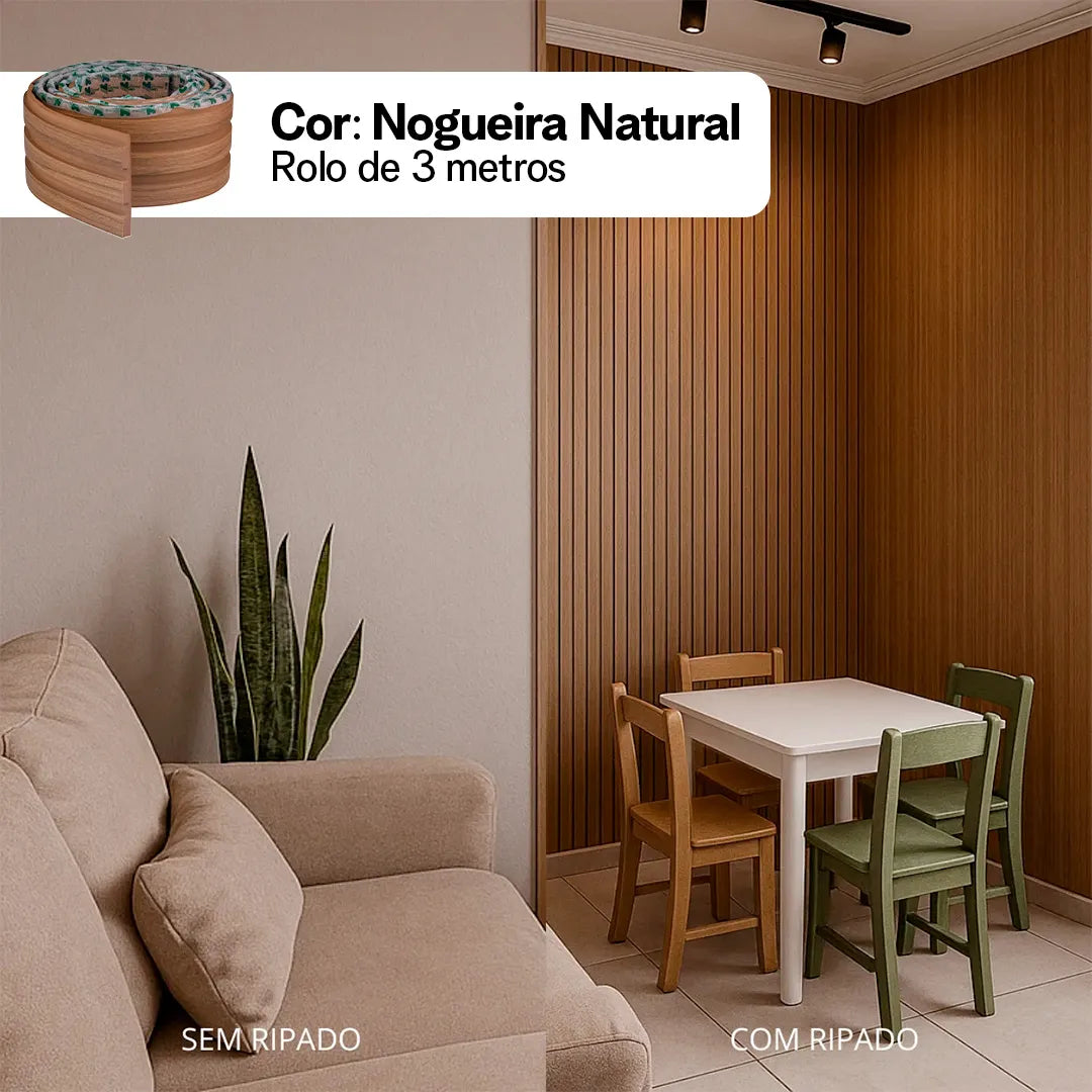 Kit Painel Ripado Autocolante 3M Laminado | Linha Madeto | TOP