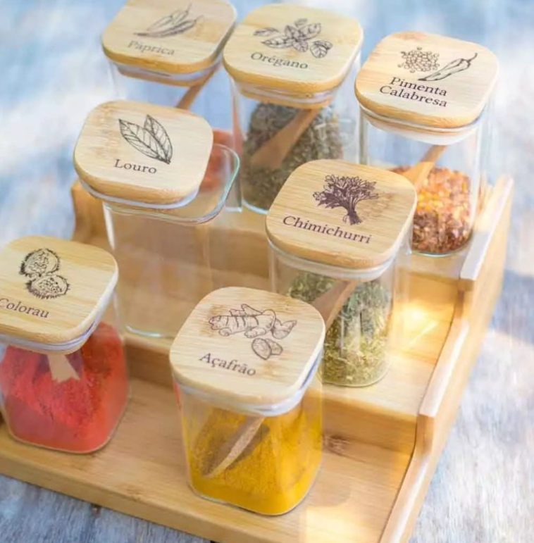 KIT COMPLETO DE 9 POTES DE 200ML + BANDEJA + 9 COLHERES