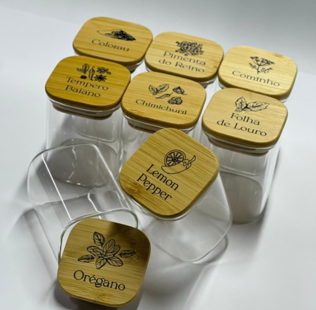 KIT COMPLETO DE 9 POTES DE 200ML + BANDEJA + 9 COLHERES