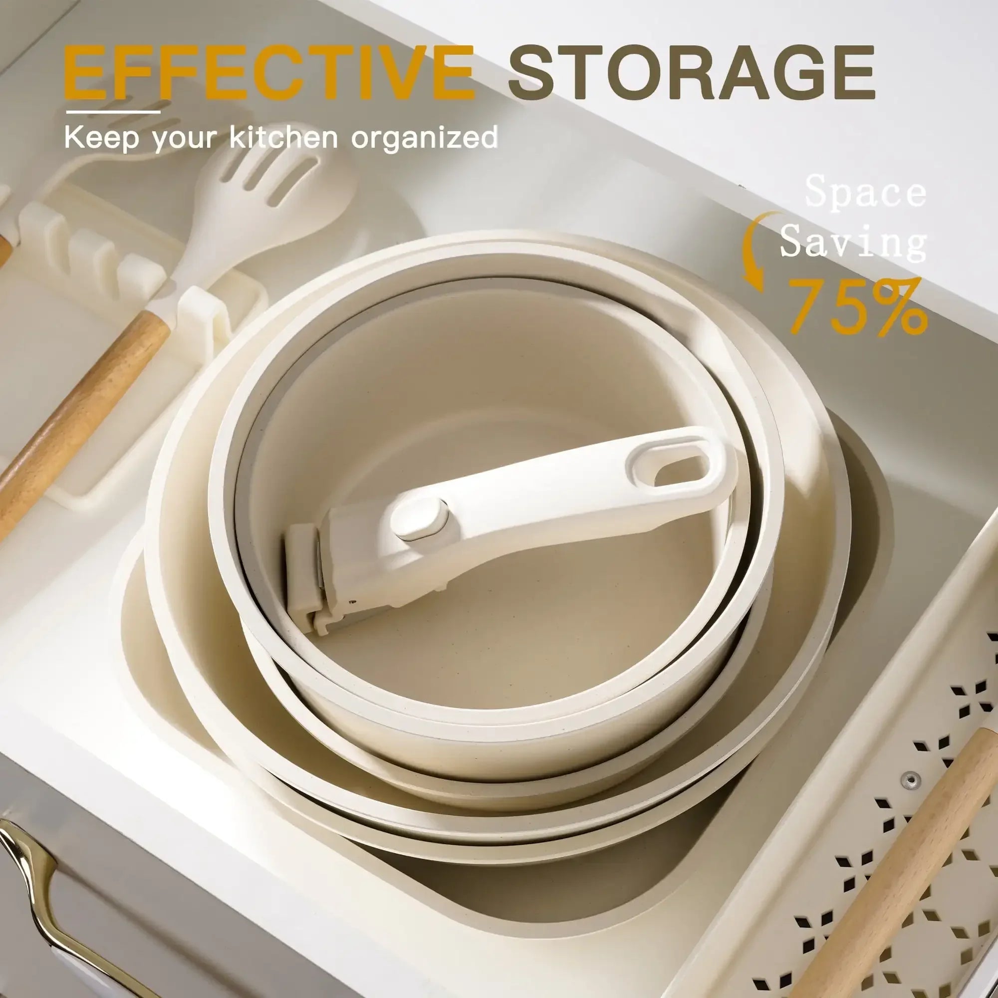 22 Piece Ceramic Pots and Pans Set Non Stick, Cookware Set with Detachable Handles, Oven Safe, Induction Ready