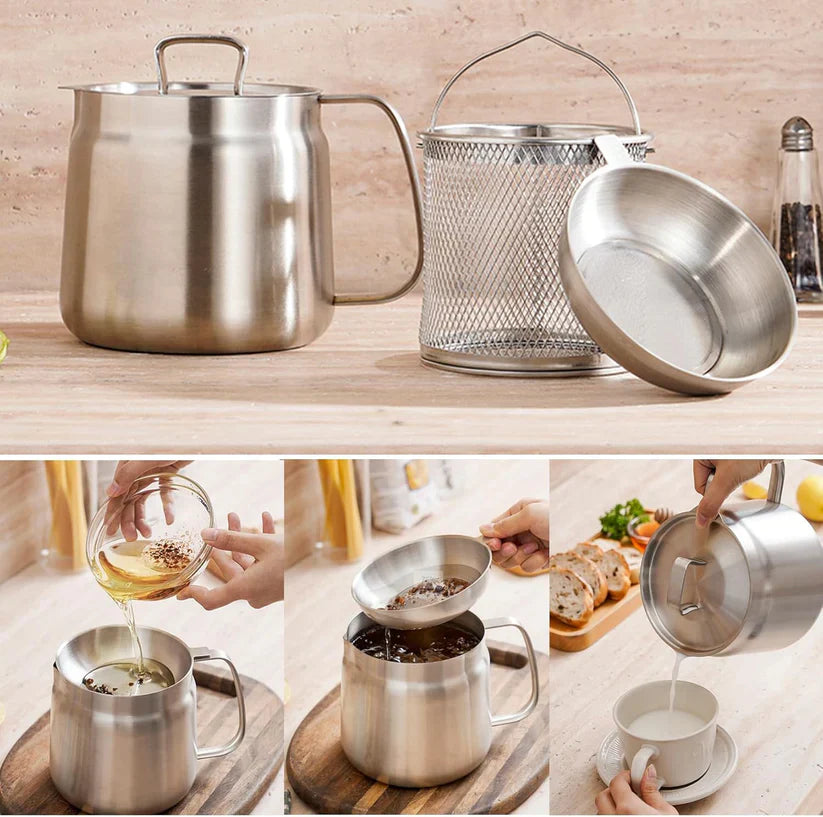 ✨ Fritadeira Portátil 2 em 1 – Leve GRÁTIS um Termômetro de Cozinha! (aço inoxidável)