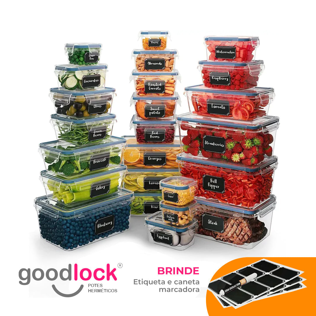 Goodlock™ - Kit 24 Potes Herméticos de Vidro + (Brindes Exclusivos) - kindersbr
