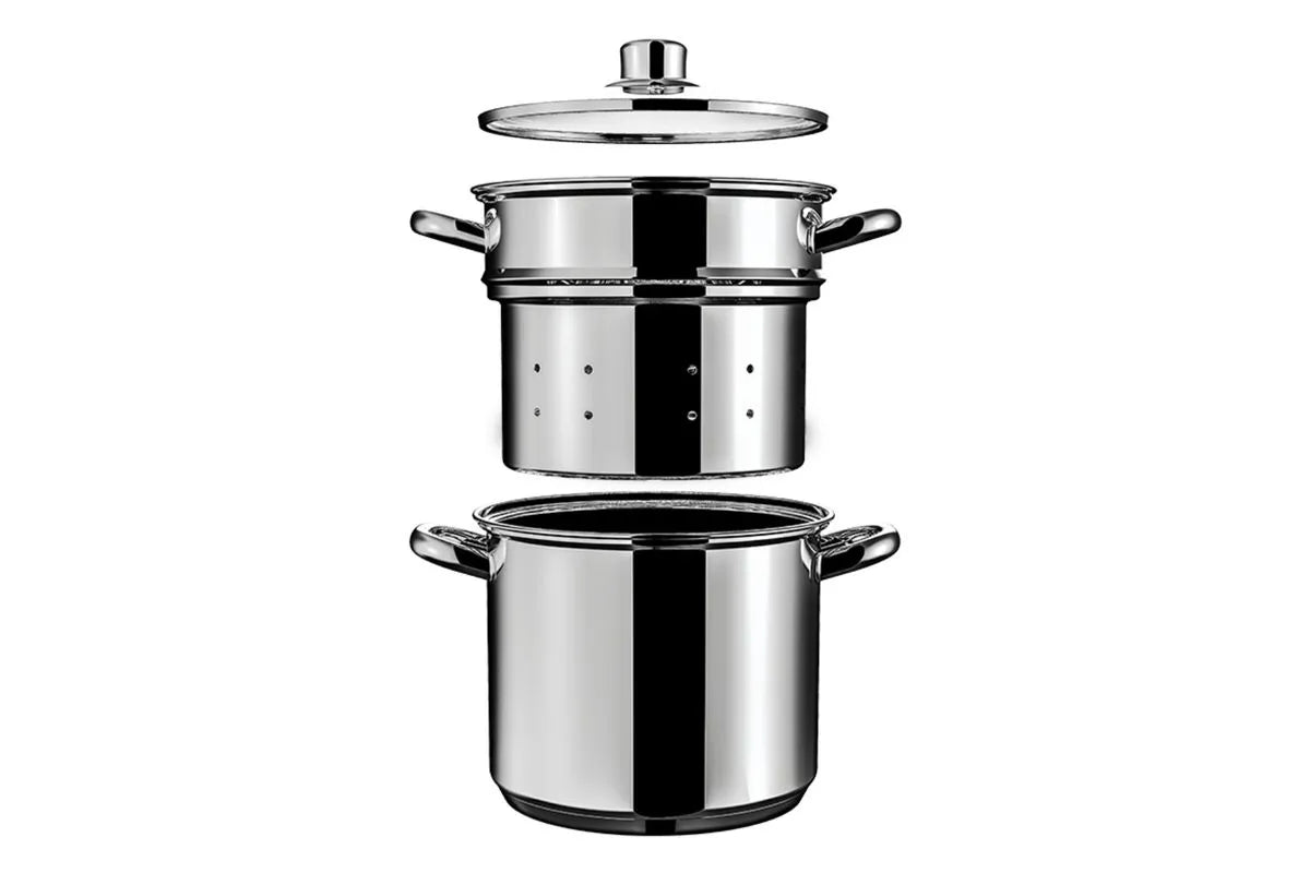 Espagueteira Caldeirão em Aço Inox Brinox Savoy Ø 20cm 5 Litros e Cozi 20cm 4,8 Litros - Espagueteira Savoy - Brinox Caldeirão Ø20 x 17cm 5L X COZI 20 x 16,8cm 4,8L - Brinox