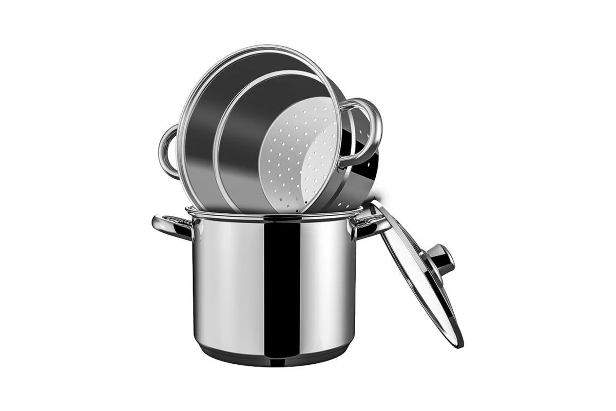 Espagueteira Caldeirão em Aço Inox Brinox Savoy Ø 20cm 5 Litros e Cozi 20cm 4,8 Litros - Espagueteira Savoy - Brinox Caldeirão Ø20 x 17cm 5L X COZI 20 x 16,8cm 4,8L - Brinox