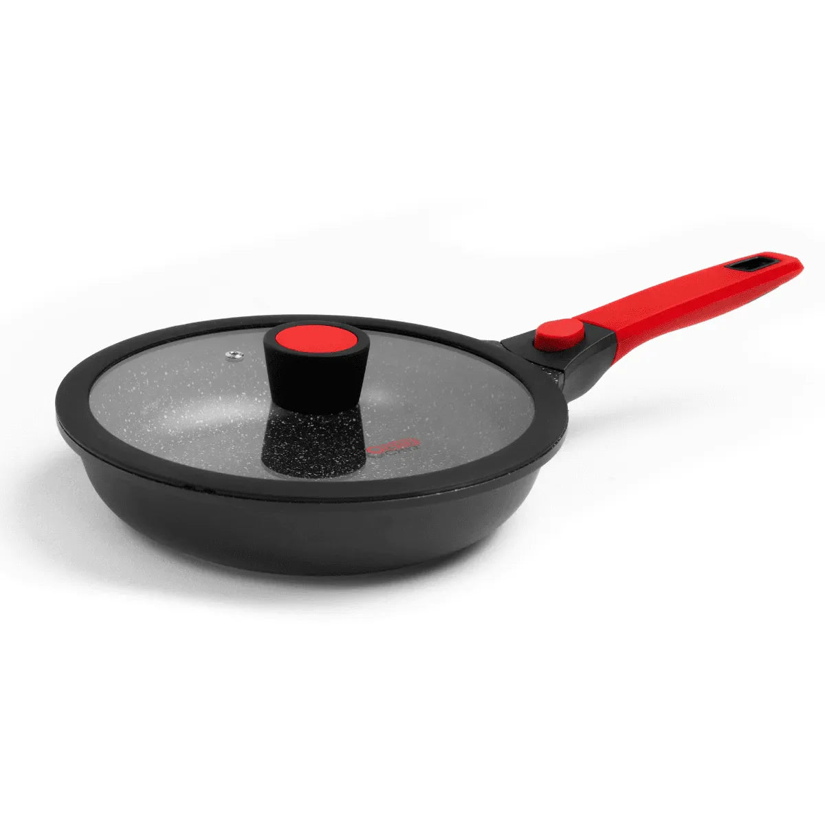 Kit 2 Caçarolas e 2 Frigideiras Antiaderentes Mármore e Base Titânio c/ Tampa e Cabos Removíveis (indução, Gás e Fogo)