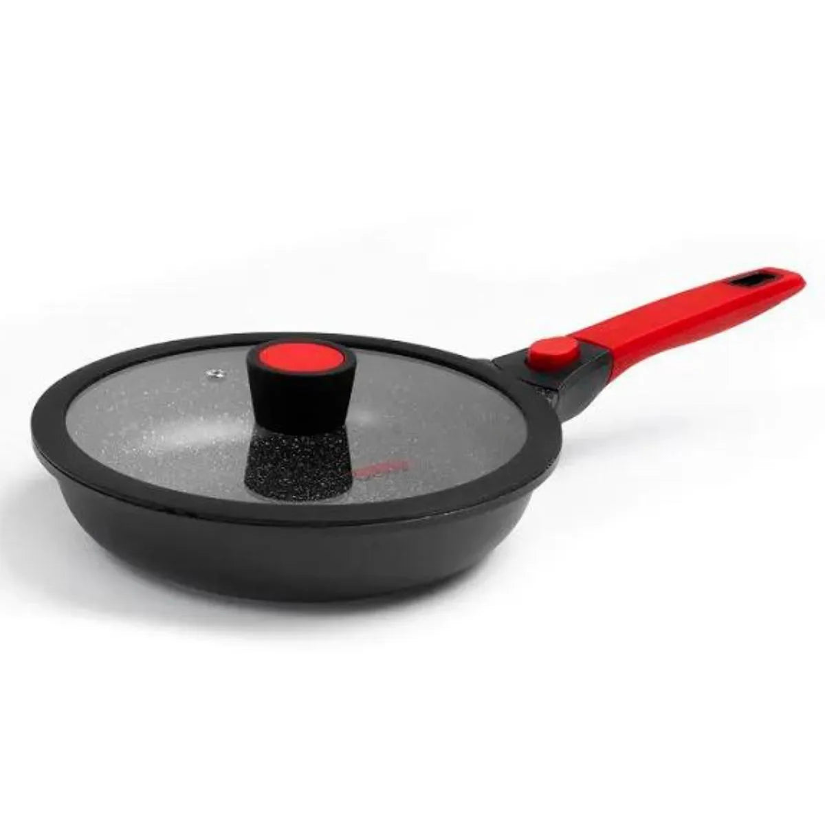 Kit 2 Panelas 1 Frigideira Antiaderente Mármore c/ Tampa e Cabos Removíveis (indução, Gás e Fogo)