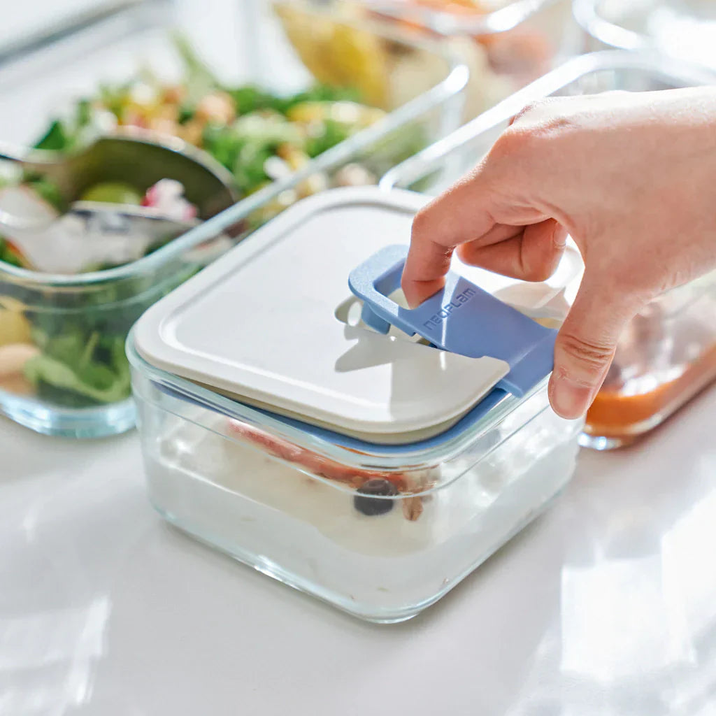 Conjunto de Potes de Vidro Herméticos Retangulares - 7 Unidades - Tampa com Alavanca - Perfect Seal - kindersbr