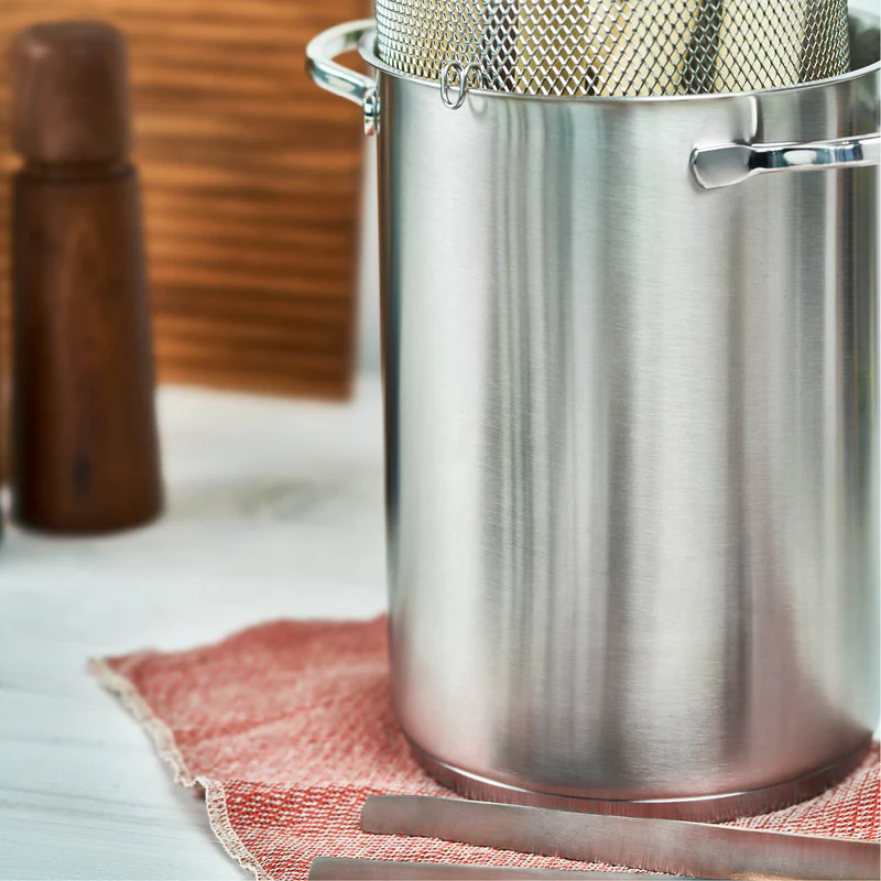 Panela Alta Inox 4,5L + Cesta Multifuncional | Frite, Cozinhe a Vapor ou Prepare Massas Sem Bagunça!