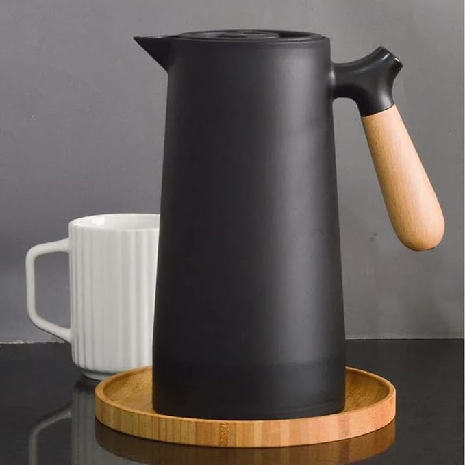 Garrafa Térmica 1 Litro Café Água Quente Gelada Cabo Madeira