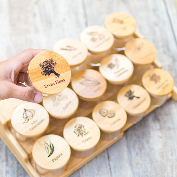 Kit Organizador de Temperos com 15 Potes Herméticos 110ml