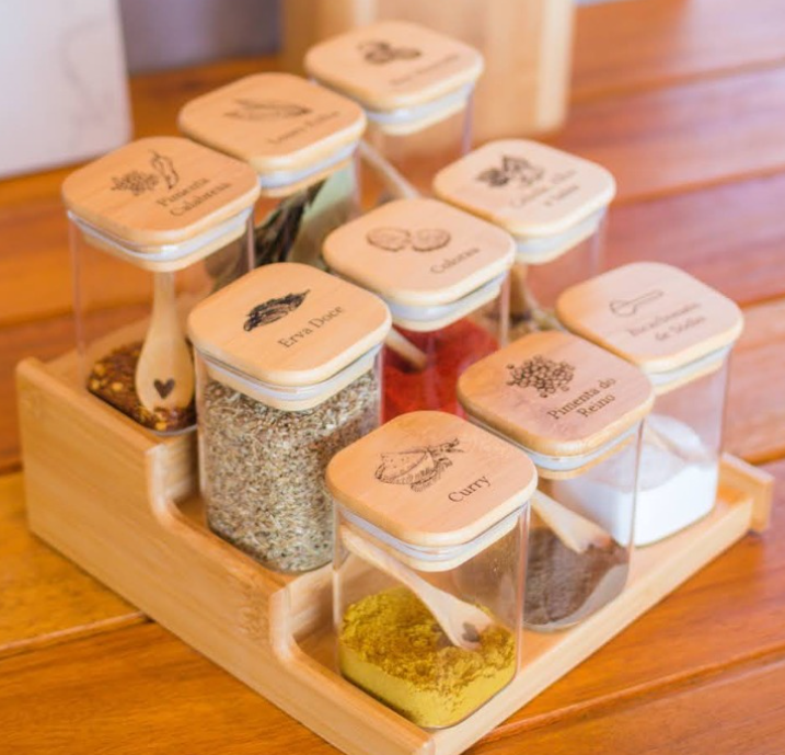 KIT COMPLETO DE 9 POTES DE 200ML  + BANDEJA + 9 COLHERES