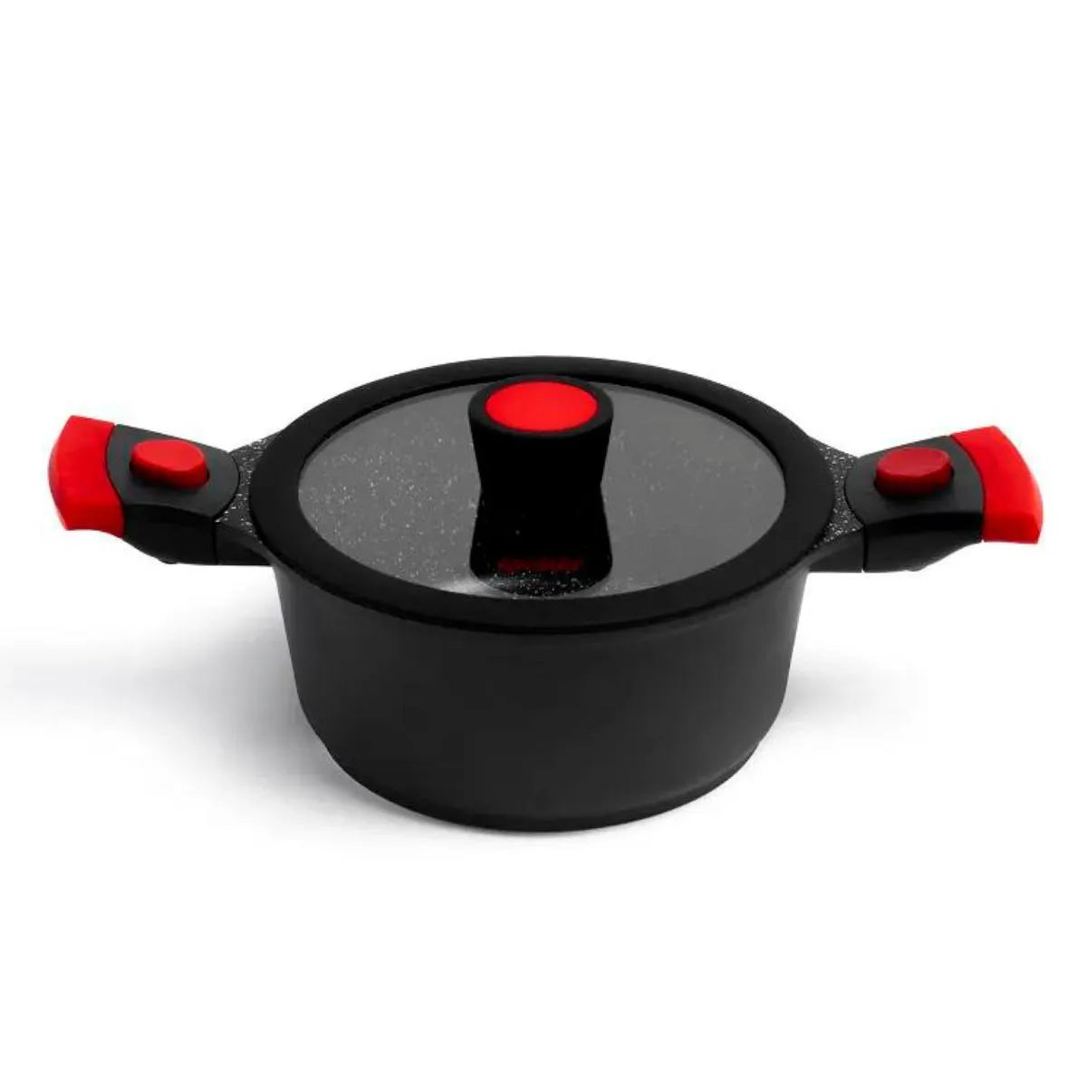 Kit 2 Panelas 1 Frigideira Antiaderente Mármore c/ Tampa e Cabos Removíveis (indução, Gás e Fogo)