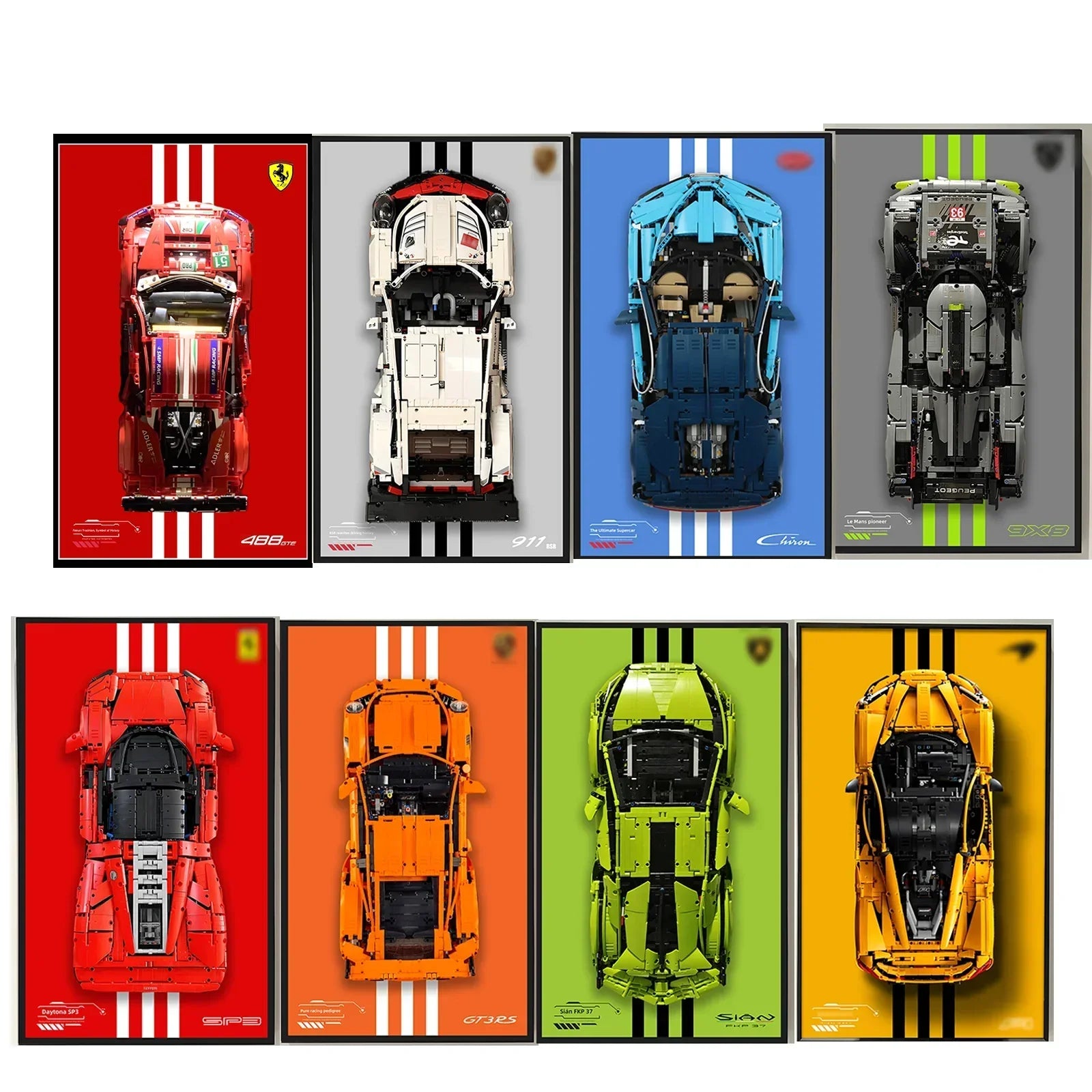 [3-ICONS Series] Wall Display Frame for LEGO Technic Super Cars